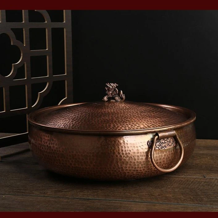 一锅多用电磁炉燃气铜火锅纯紫铜纯铜涮羊肉锅铜锅火锅卡式炉锅具