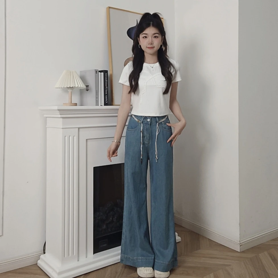 爱依服2025春季新款韩版长裤女小众设计阔腿裤欧休闲时尚