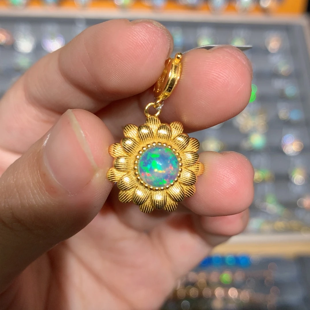 银S925镶嵌欧泊欧泊吊坠y