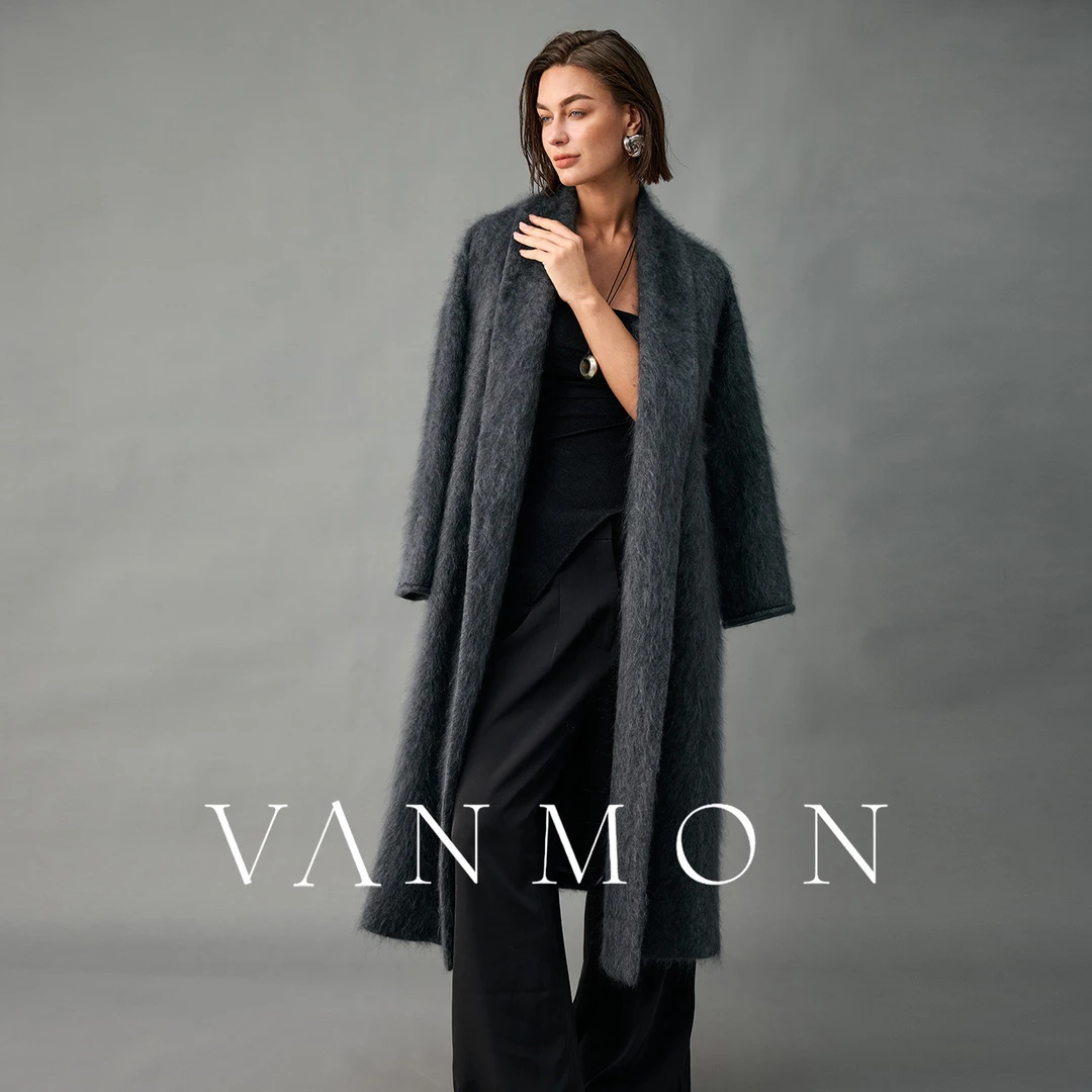 2025秋冬新款加厚100%纯山羊绒大衣女拉毛款系带宽松长款毛呢外套