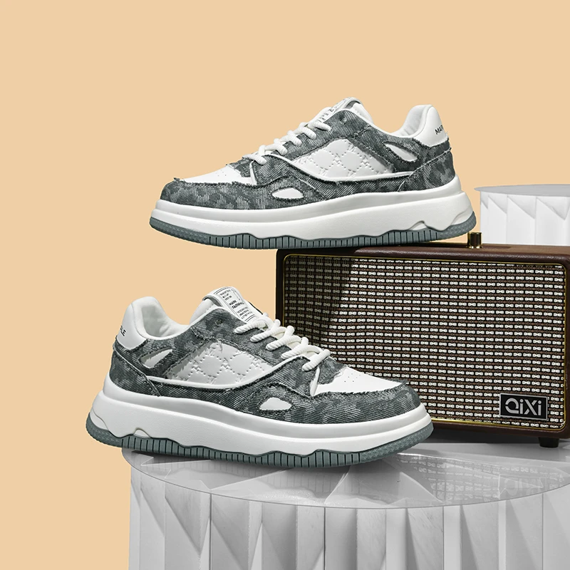 马克华菲男鞋2025新款厚底百搭运动鞋增高鞋男士春季透气休闲板鞋