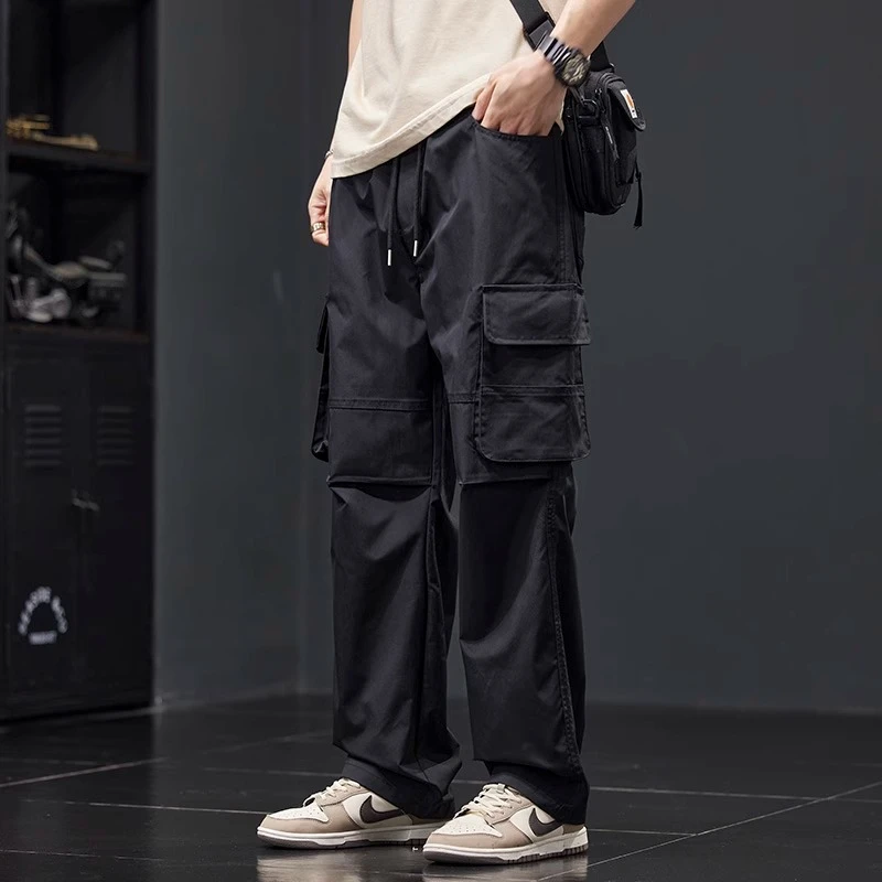 美式复古工装裤男士宽松直筒2025夏季薄款冰丝潮牌户外休闲长裤子