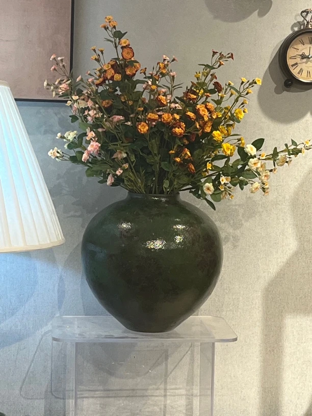 A569复古陶瓷花瓶侘寂风陶罐客厅装饰插干花粗陶花器餐厅摆件