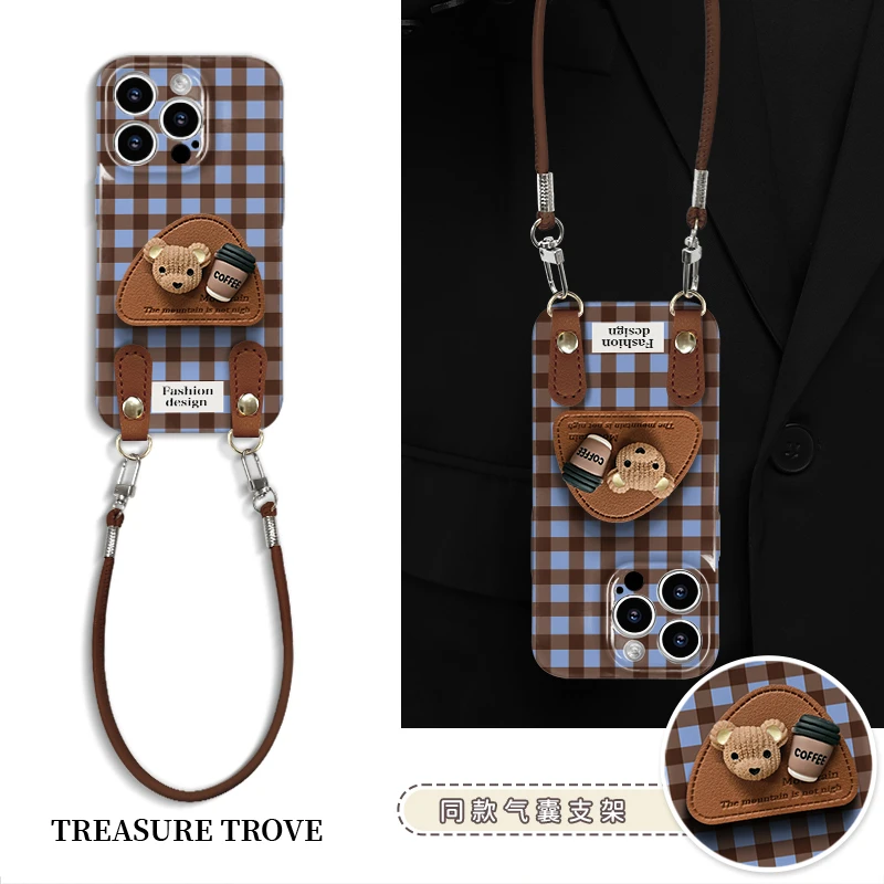 格纹适用于苹果16华为OPPO小米VIVO高颜值时尚LJ软菲林硬壳手机壳