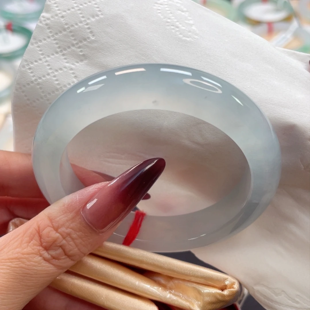 未镶嵌手镯翡翠29号55厚装正冰起光冰川蓝