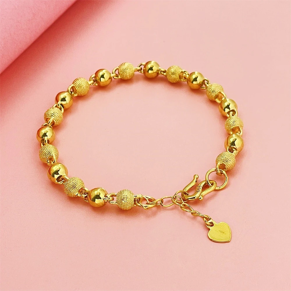 铜合金手链 光珠磨砂珠层次感女款金色气质轻奢手链重工时尚手饰