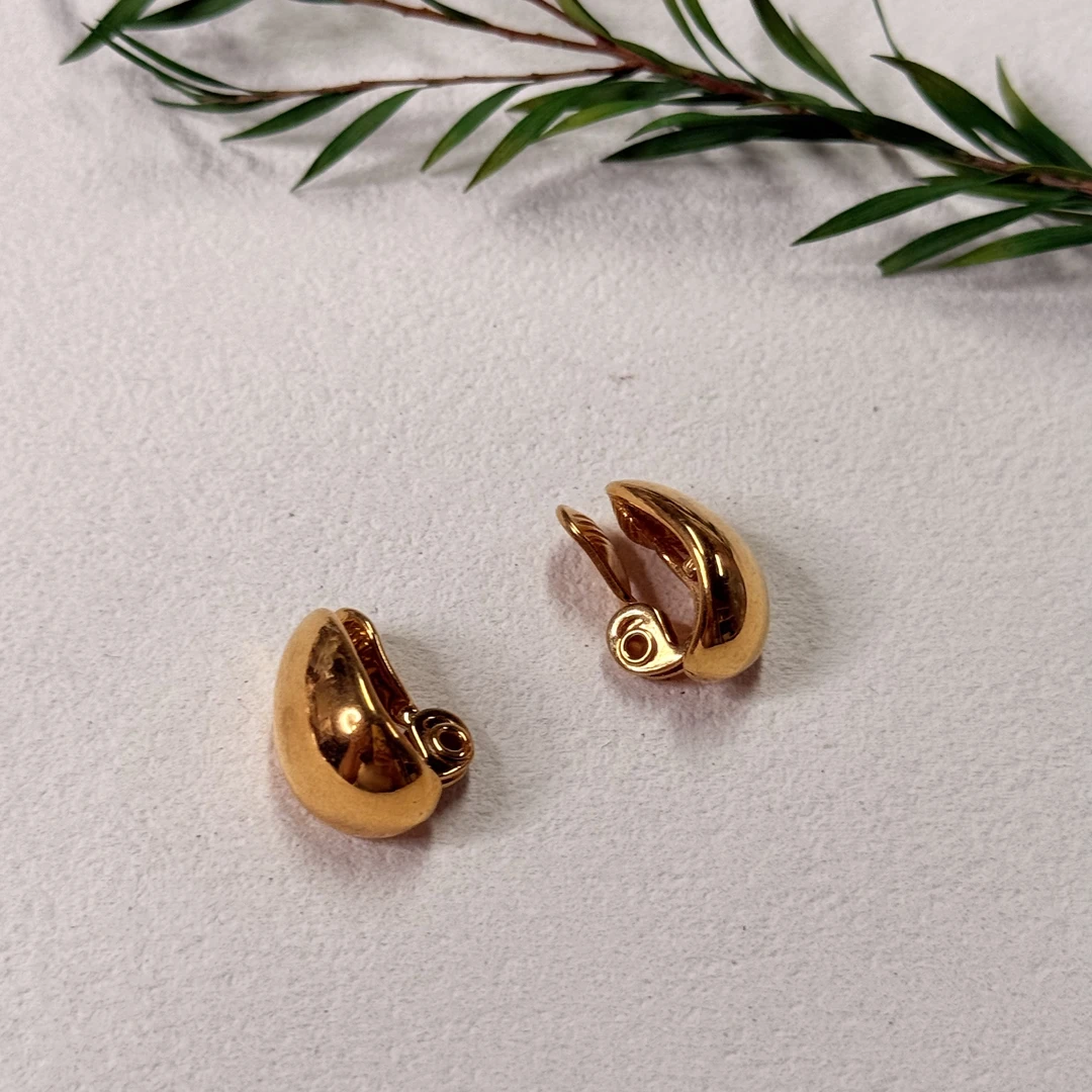 铜合金耳饰 【六六中古】孤品复古相思豆耳夹ap8036
