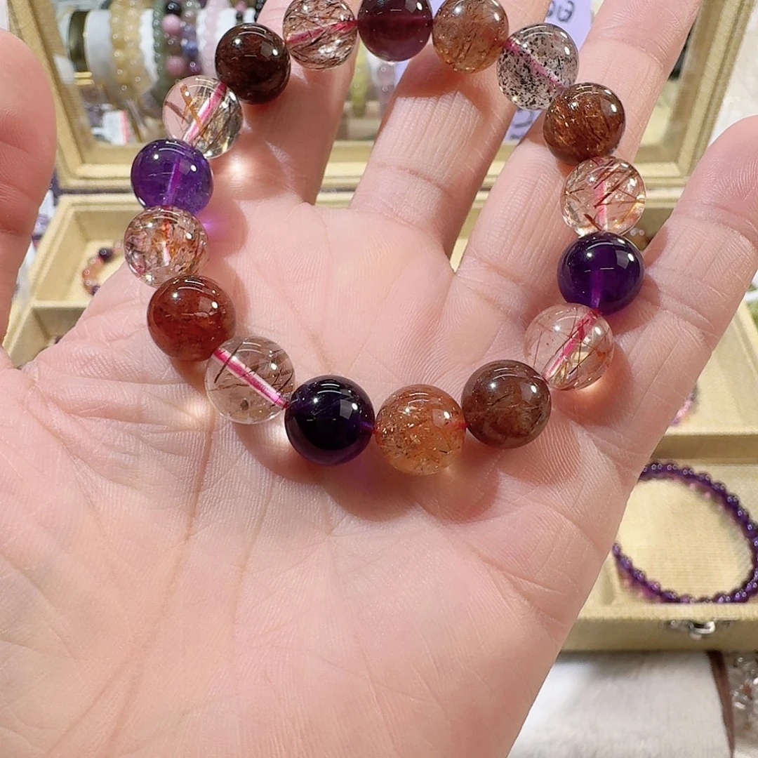 水晶手链未镶嵌黑加仑超七