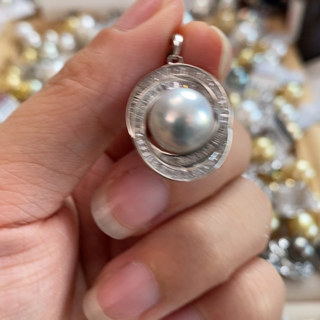 海水珍珠银S925镶嵌颈饰