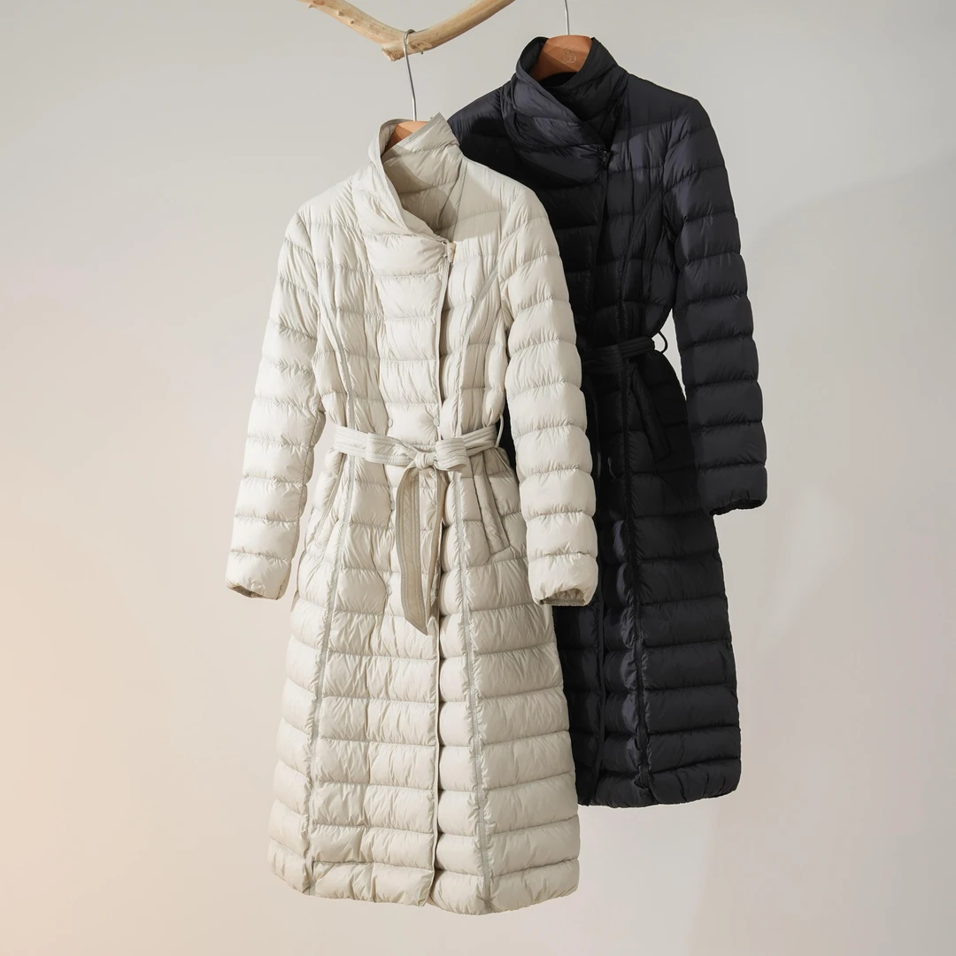 西子/【茜茜公主】90鹅绒交领双排扣A摆轻量长短款羽绒服/YRYF0373