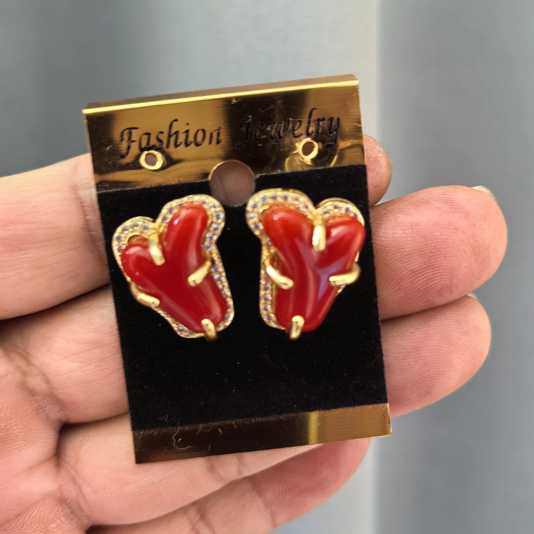 藏式民族风手工阿卡红耳钉新款高级高级感