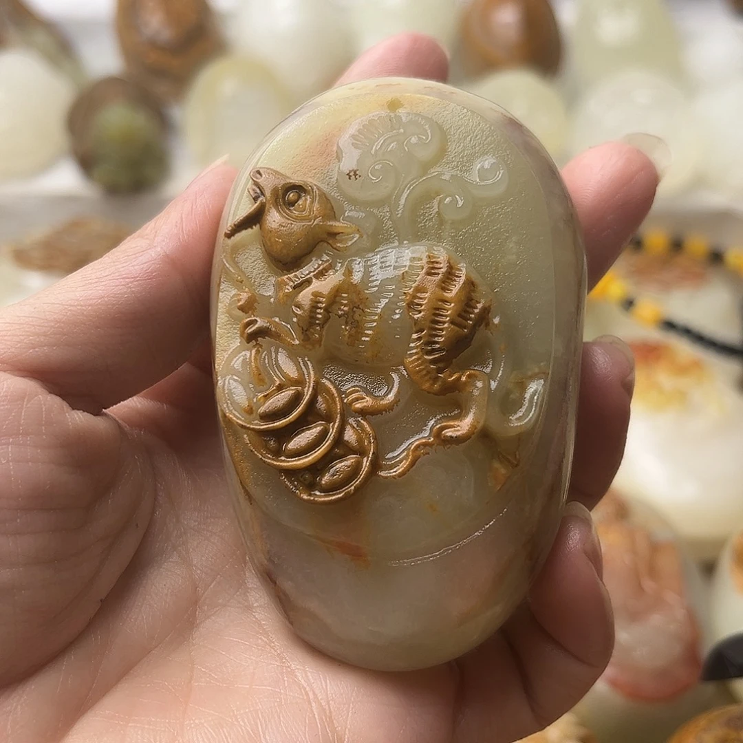 石材方解石手把摆件不退换鼠