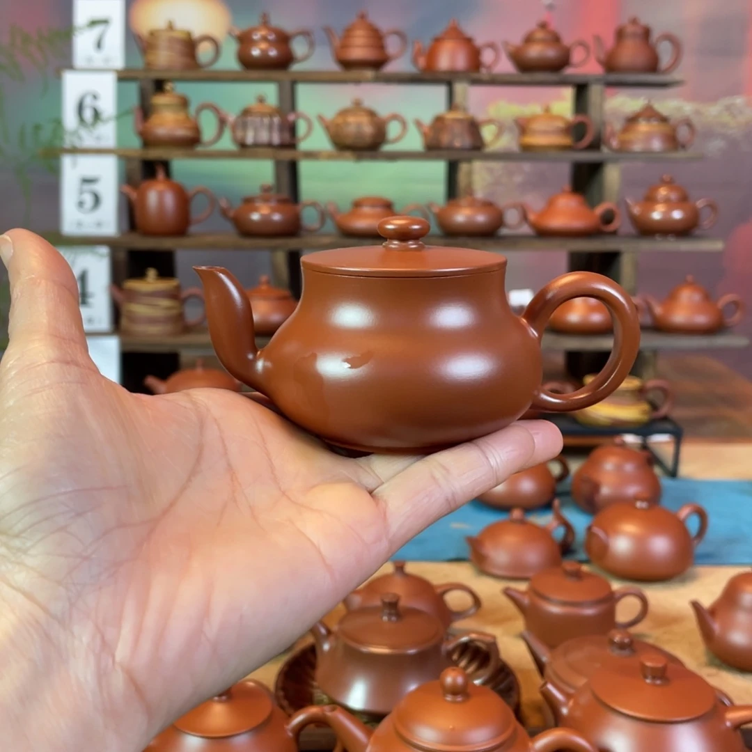 茶壶紫砂浩****，潮州手工手拉朱泥君德壶