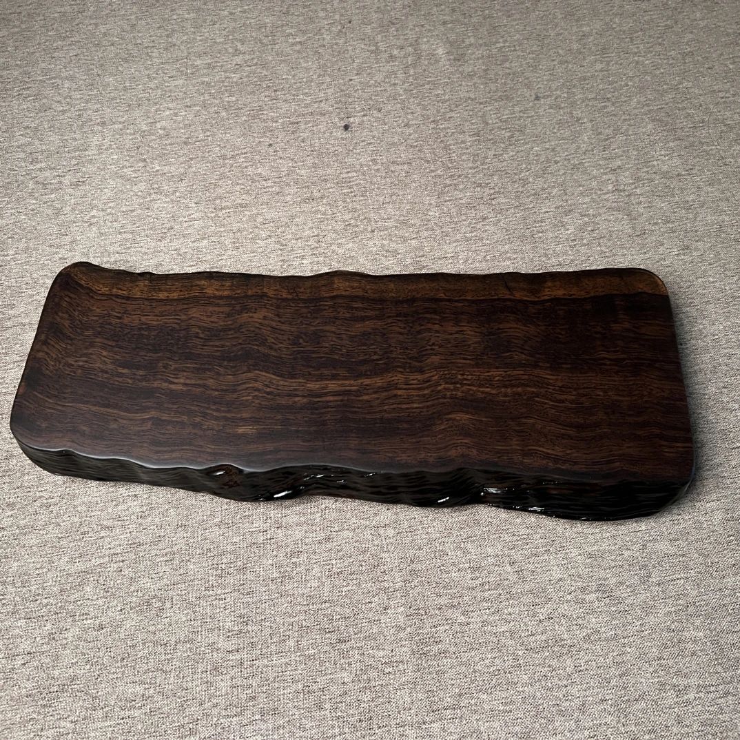 黑檀风车木雷击老皮壳干泡台52×16×4