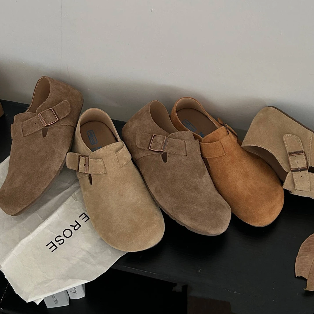 【D先森】内增高2024冬毛毛鞋勃肯鞋加绒全包真皮厚底棉鞋保暖搭子