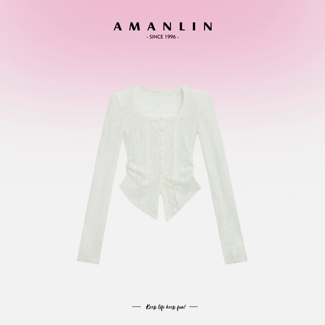 早春穿搭时尚气质百搭纯色方领显瘦针织衫上衣L591185