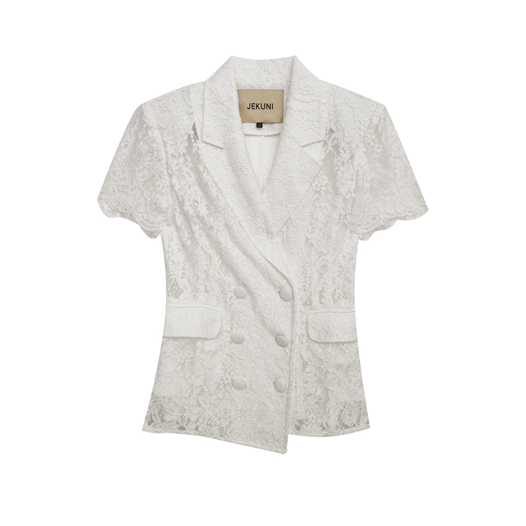 JEKUNI/桔古鸟【女神降临]夏季白色新款轻奢收腰设计感气质西装女