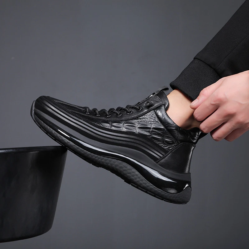 法莎尼亚轻奢爆款男鞋秋冬新款高帮皮鞋马丁靴英伦风男士休闲鞋