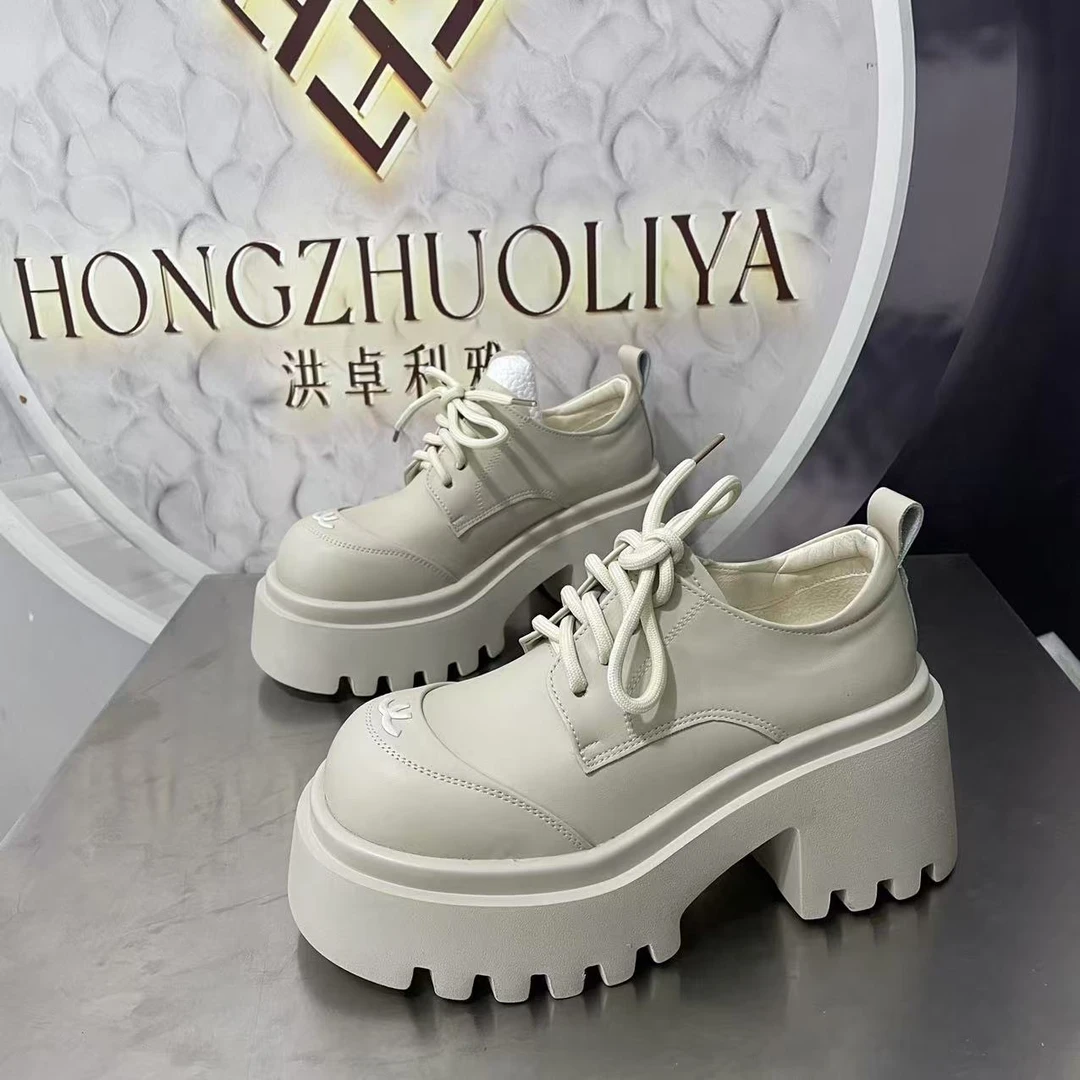 958-13单里2024厚底乐福鞋学院风小皮鞋圆头百搭单鞋黑色春