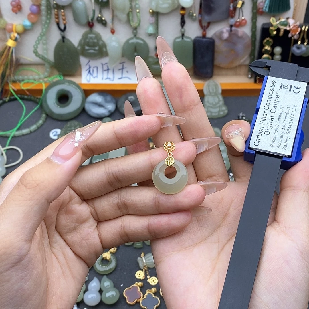 和田玉银S925镶嵌吊坠(不含链)