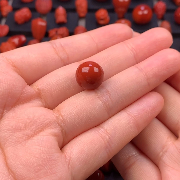 南红玛瑙未镶嵌圆珠单珠12.8MM