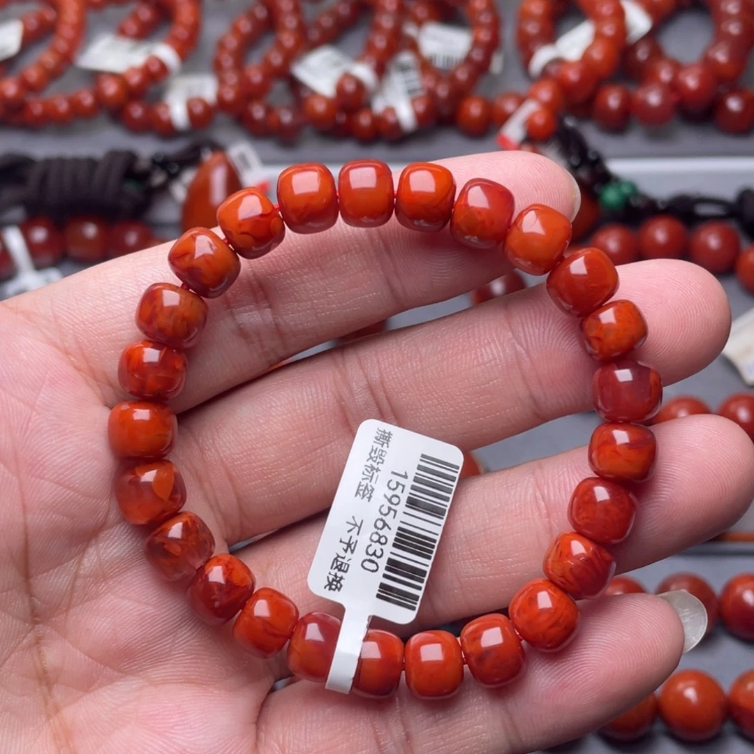 南红玛瑙未镶嵌南红玉石8.5mm瓦西牛血火焰纹老型手串