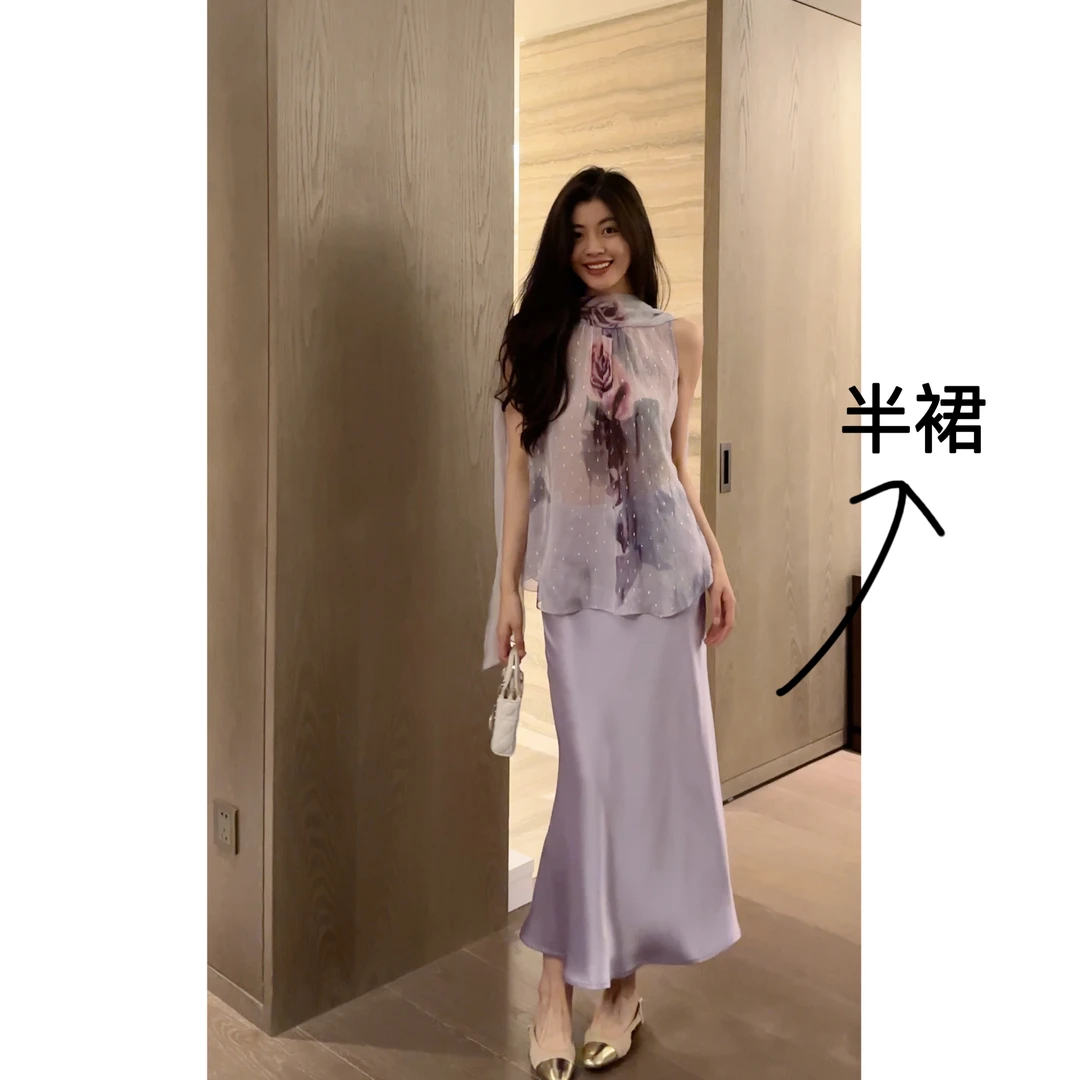 【N·COU】25春新款【袅袅】醋酸显瘦高腰半身裙DY22553