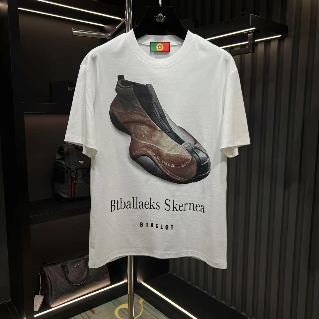 【烽哥专属】2025夏季新款重磅圆领百搭潮流休闲显瘦半袖25132