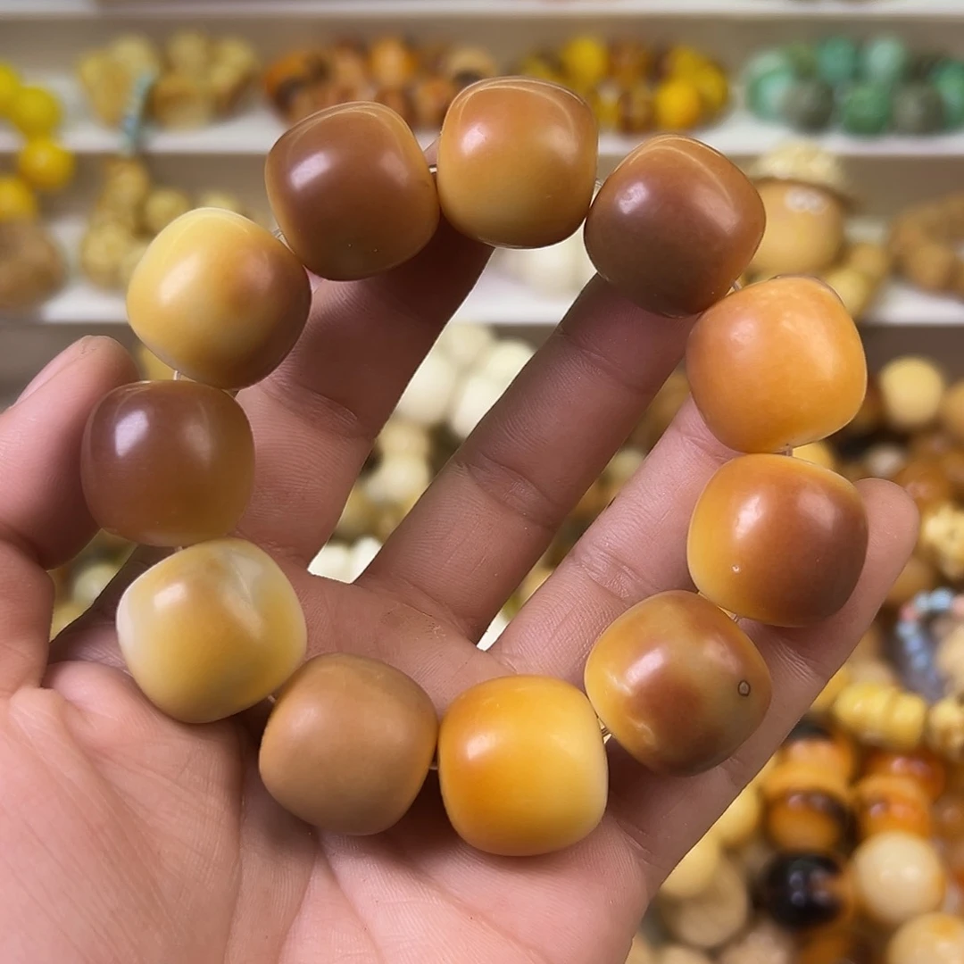 菩提根/象牙果手串20干磨有坏桶珠干磨