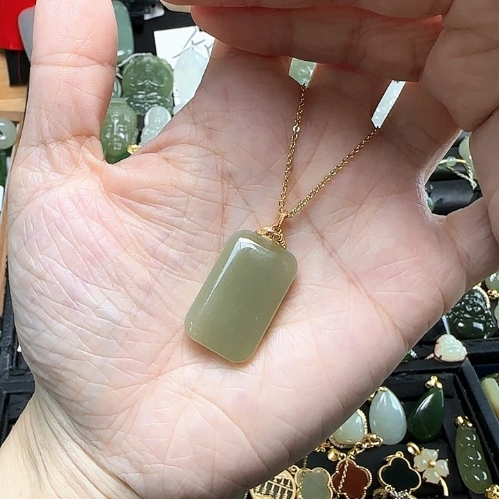 颈饰银S925镶嵌和田玉静**来