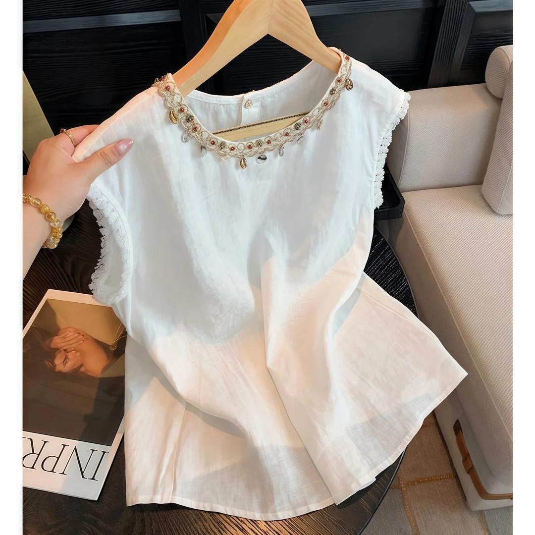 波西米亚风流苏无袖2025夏季新款时尚洋气宽松显瘦小众百搭衬衫女