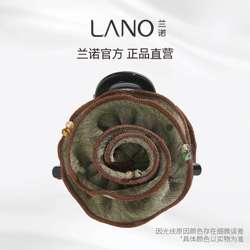 兰诺【青芜绒梦】雪尼尔浅绿色波点花朵发夹温柔精致后脑勺小号抓夹