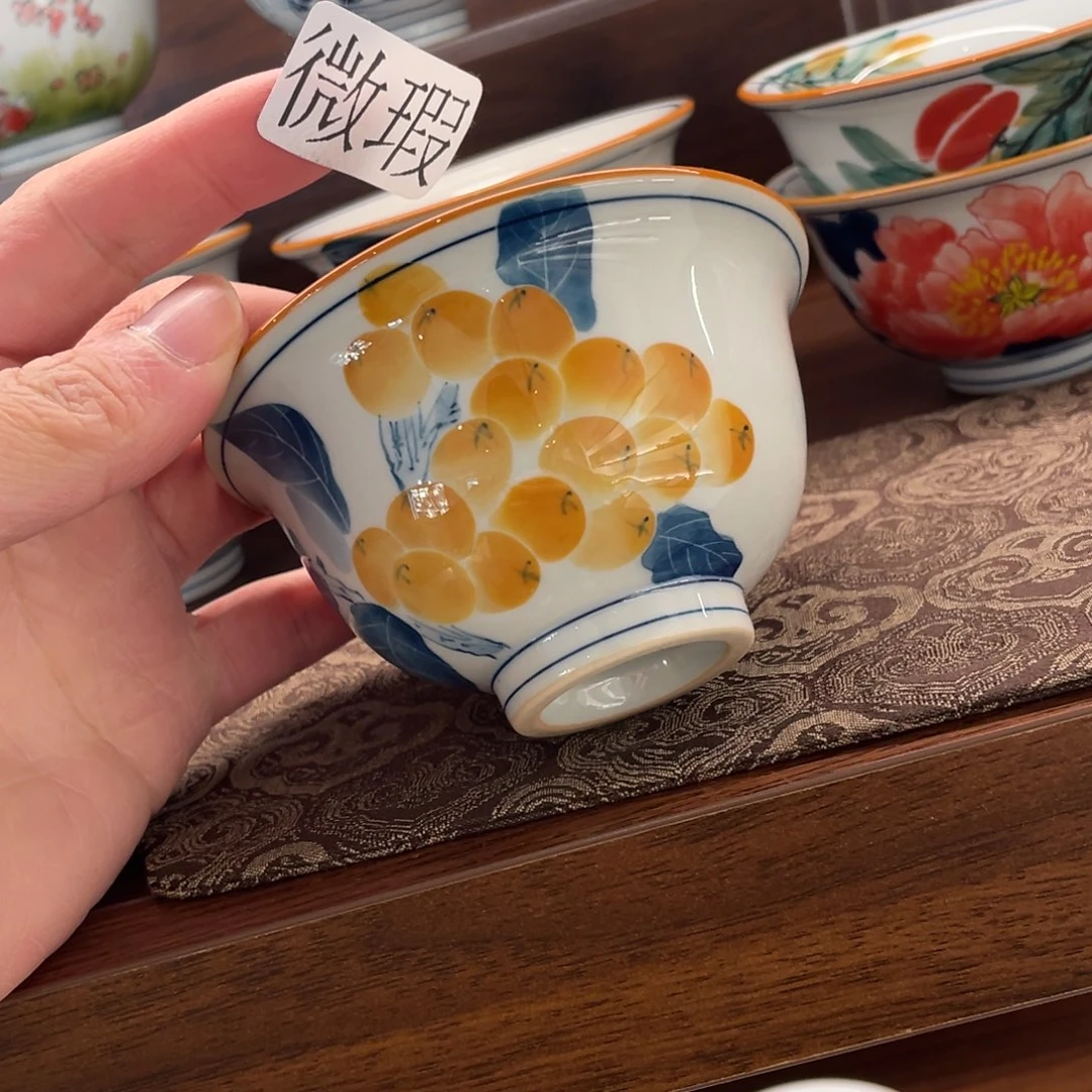 釉下手绘茶具微瑕