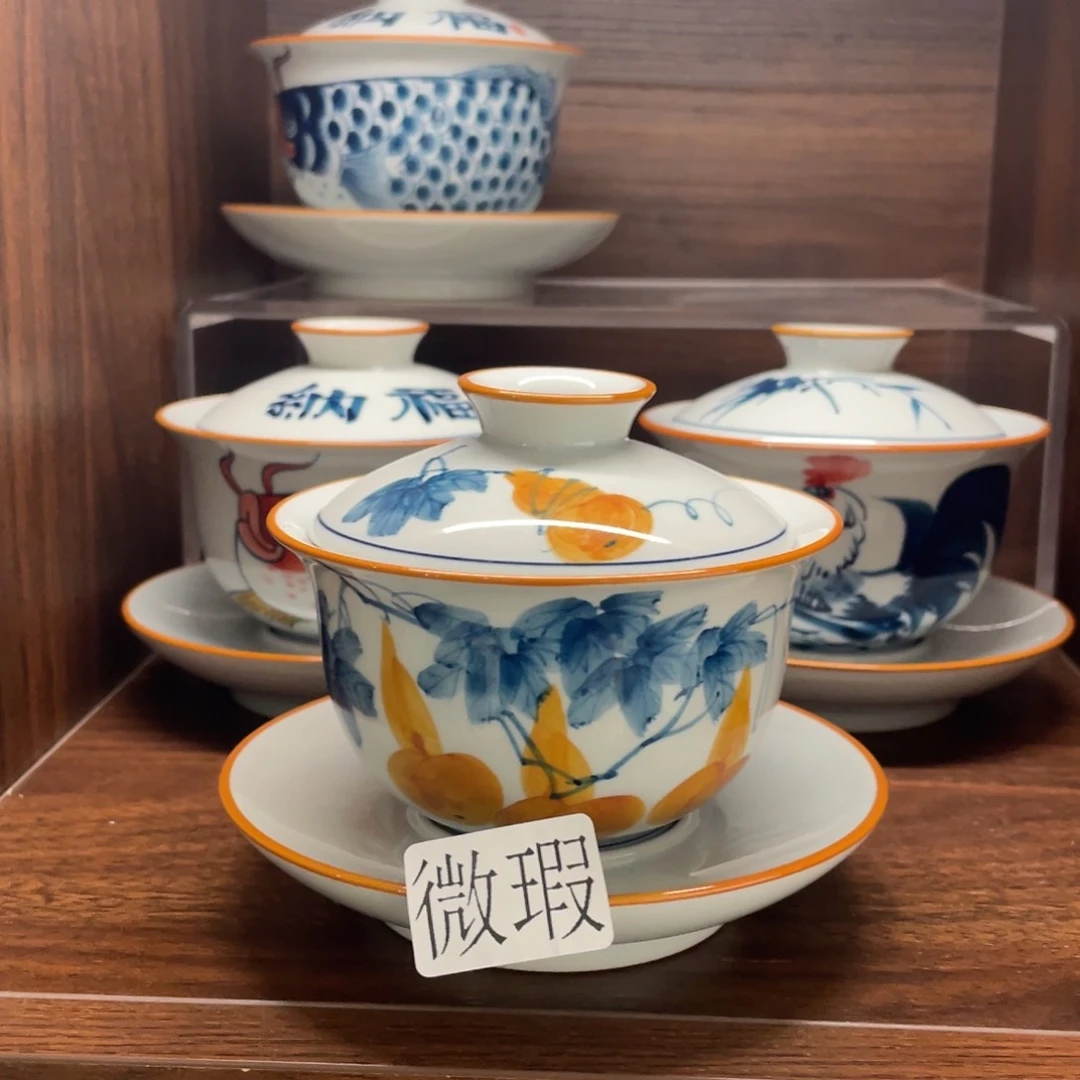 有瑕釉下彩纯手绘