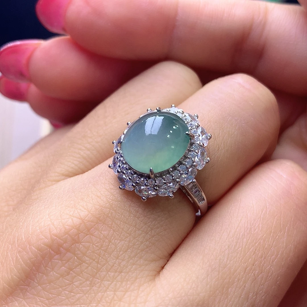 翡翠银S925镶嵌戒指