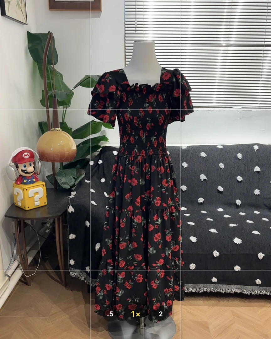 新疆包邮【Q6056】碎花收腰连衣裙-衣长122