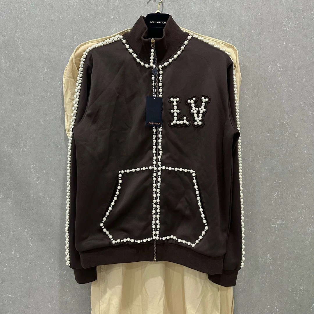 未使用 LouisVuitton/路易威登 菲董棕色珍珠立领夹克XL码/006228