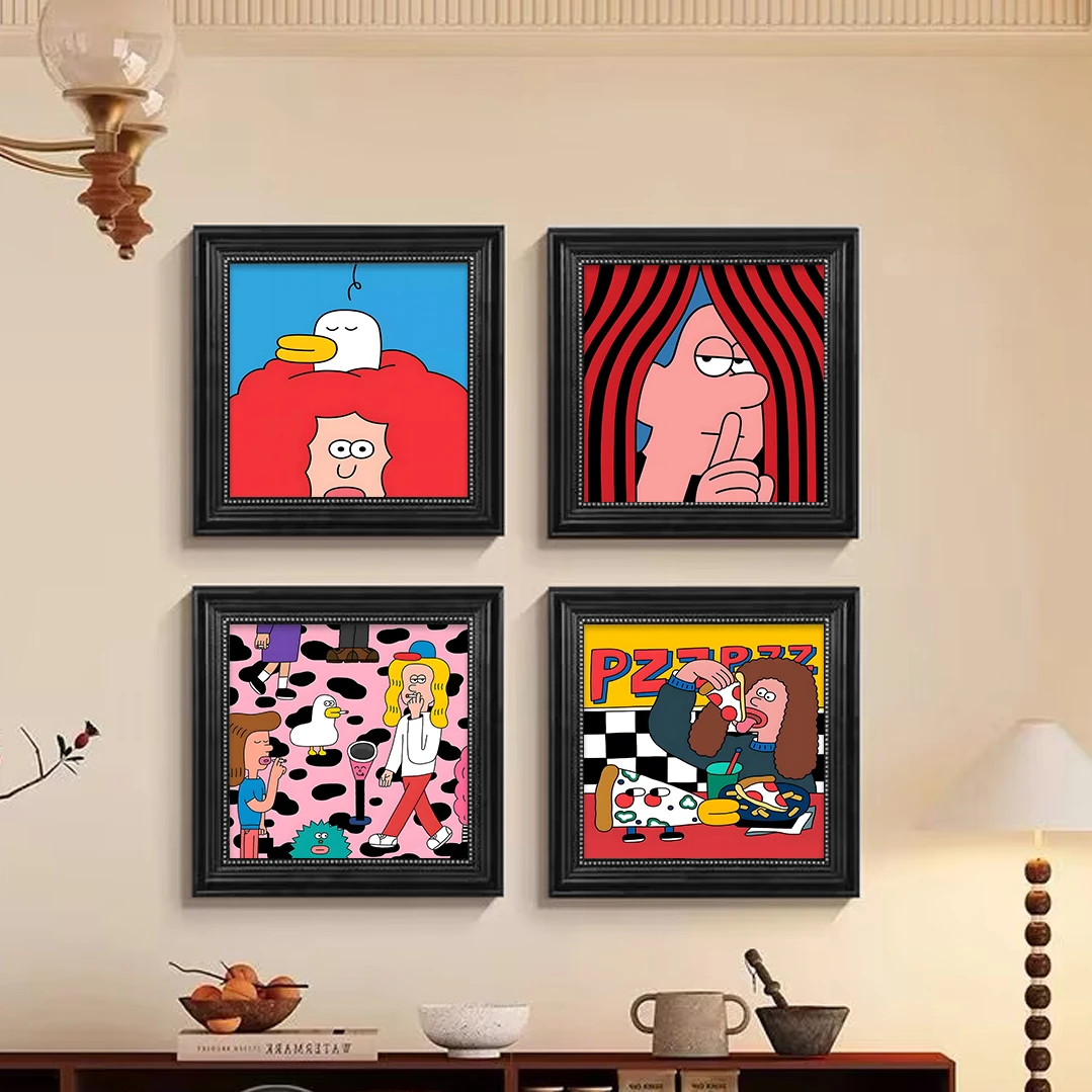 FA05韩式风格挂画现代简约卧室卡通壁画咖啡厅装饰画奶茶店背景画