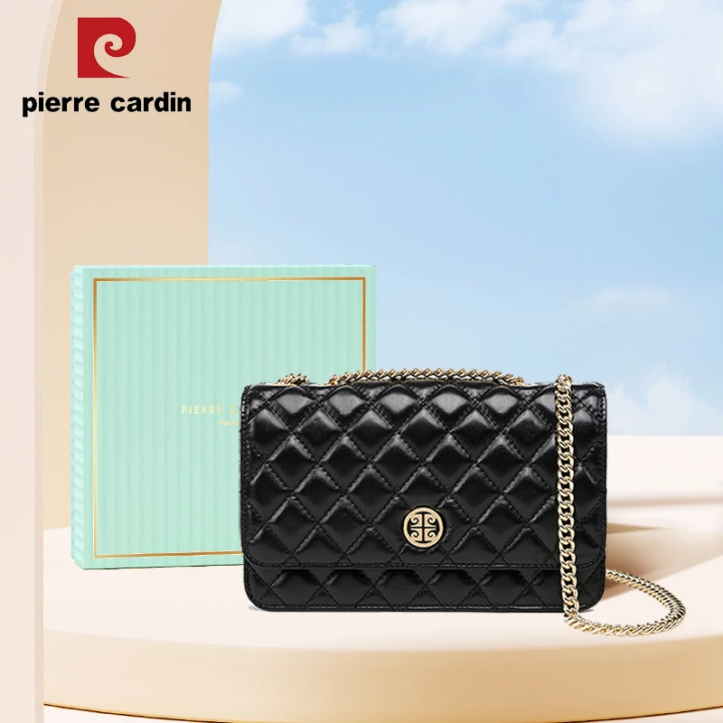 皮尔卡丹轻奢女包单肩包小香风菱格包女斜跨包链条小方包送女友