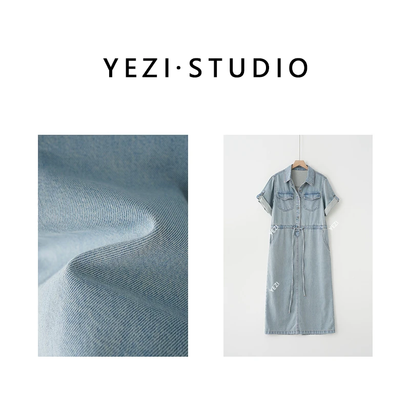 【女-主-角】休闲环保洗水衬衫式牛仔连衣裙 24231313