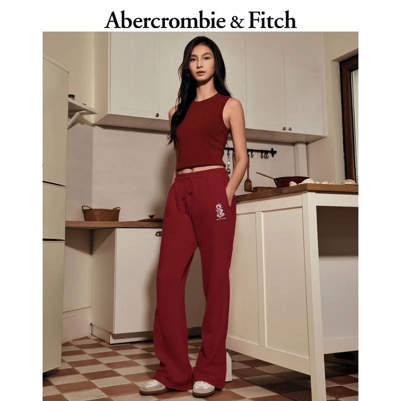 AF女装 25春季新款美式复古抓绒LOGO喇叭运动卫裤长裤 KI147-5048