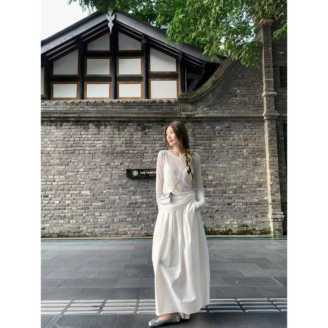 徐秋阳   白色半身裙  百搭时尚休闲气质夏季白色半身裙10781-