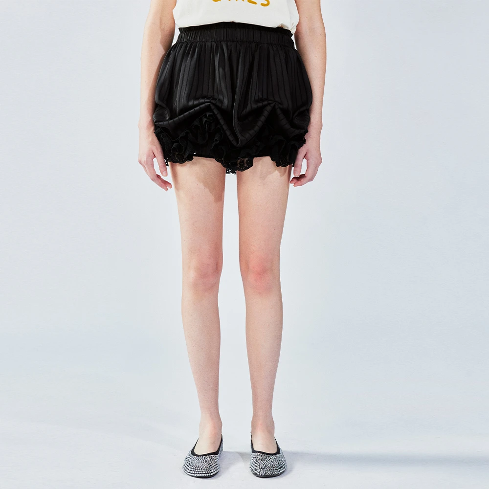 UOOYAA/乌丫2025夏季新款「我爱我家」缎面花苞裙裤6131