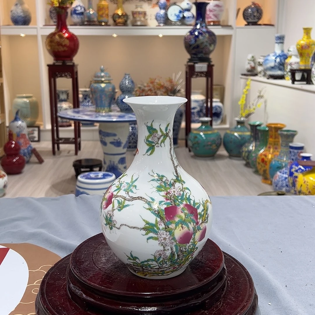 陶摆件22cm桃子赏瓶