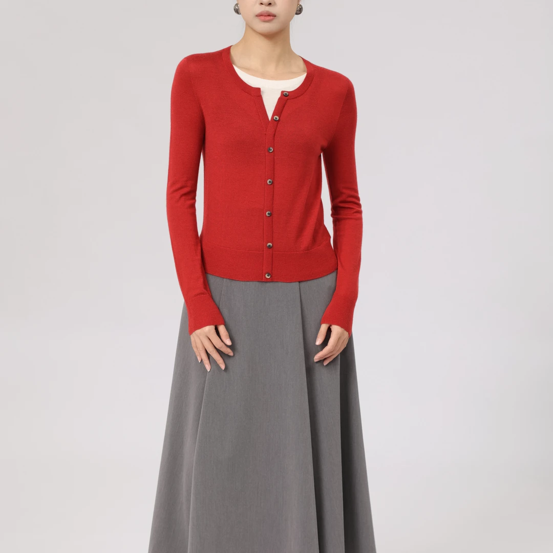 AMASS/阿玛施早春新款假两件修身百搭保暖黑白冬季开衫5399790