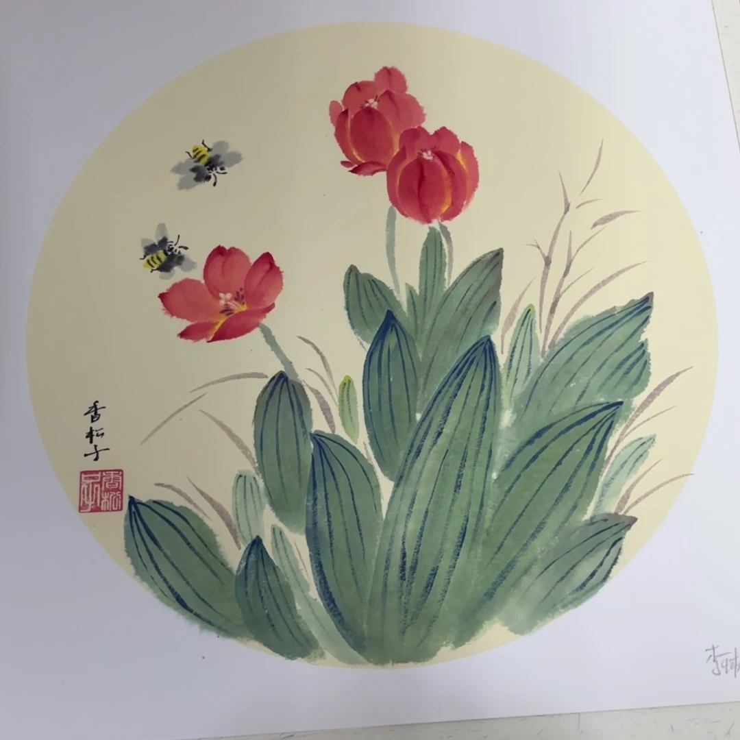 国画李琳卡纸作品艺