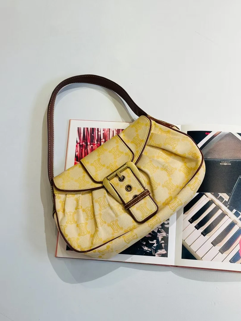95新 Celine/思琳 怪怪 鹅黄色单肩包