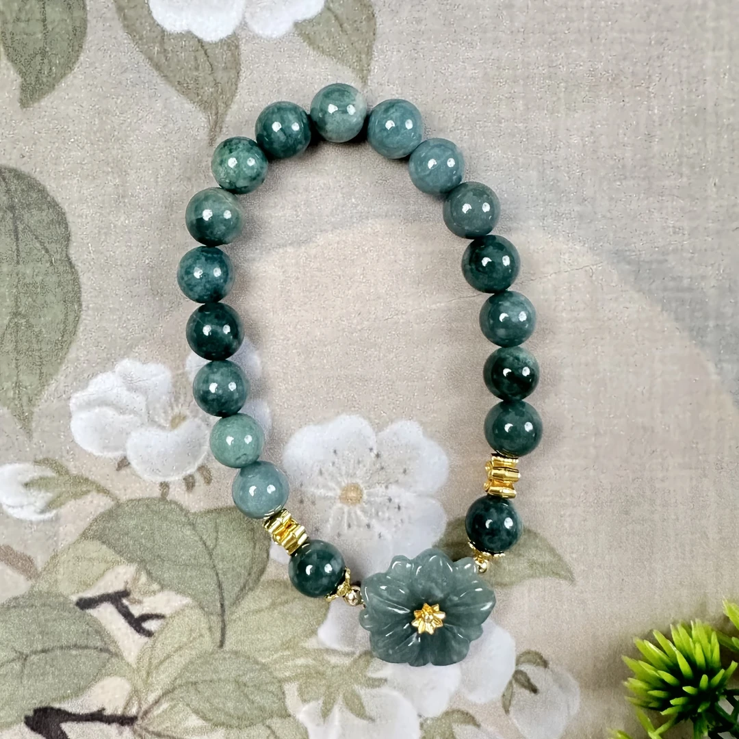 S76翡翠手链简约单圈气质女士时尚精美轻奢手工精致百搭手串