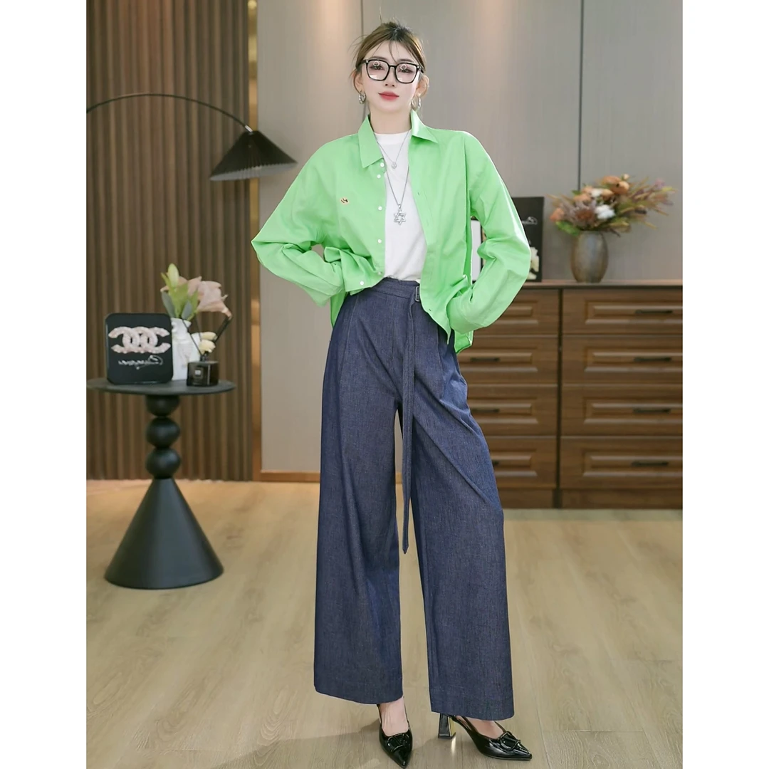 早春秋新款韩版时尚设计感刺绣宽松衬衫外套 L115