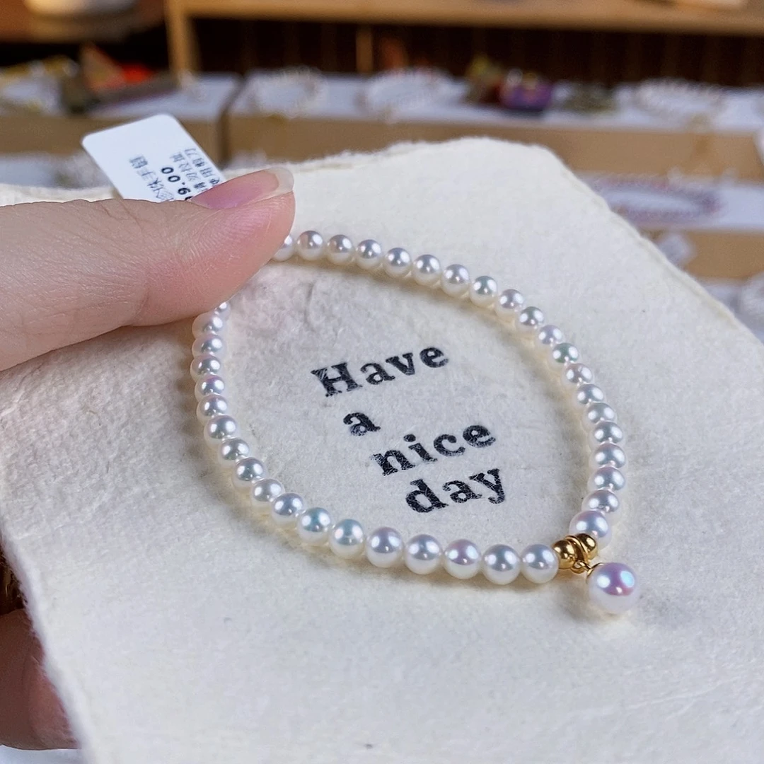 银S925镶嵌手绳淡水珍珠